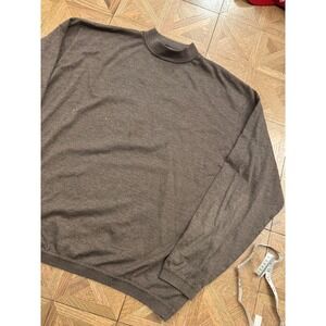 St. Croix Mens XXL Mock‎ Neck Sweater Brown Marl Knit Made in USA Vintage 8